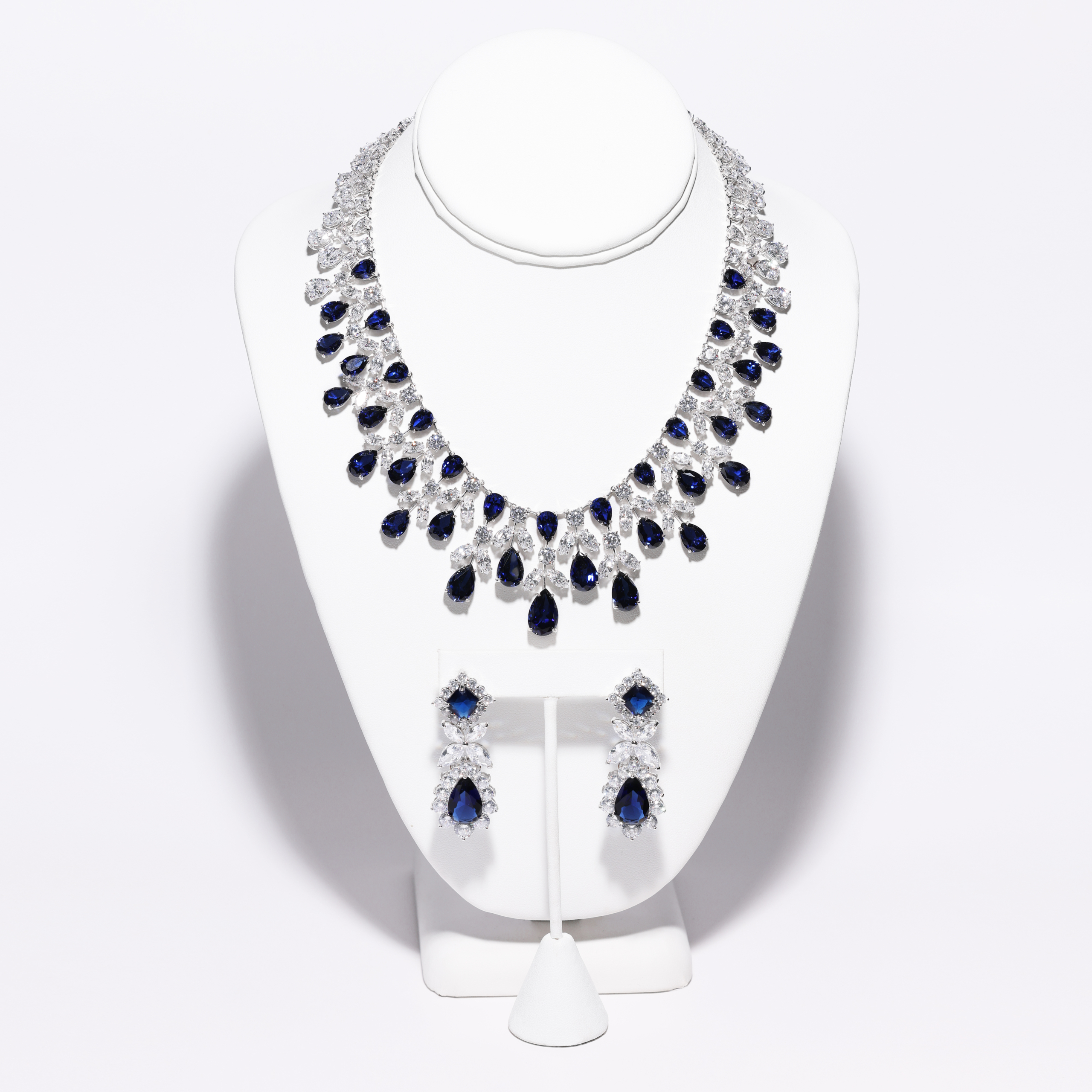 Royal Navy Lab Made Sapphire Set, Lab Sapphire Necklace